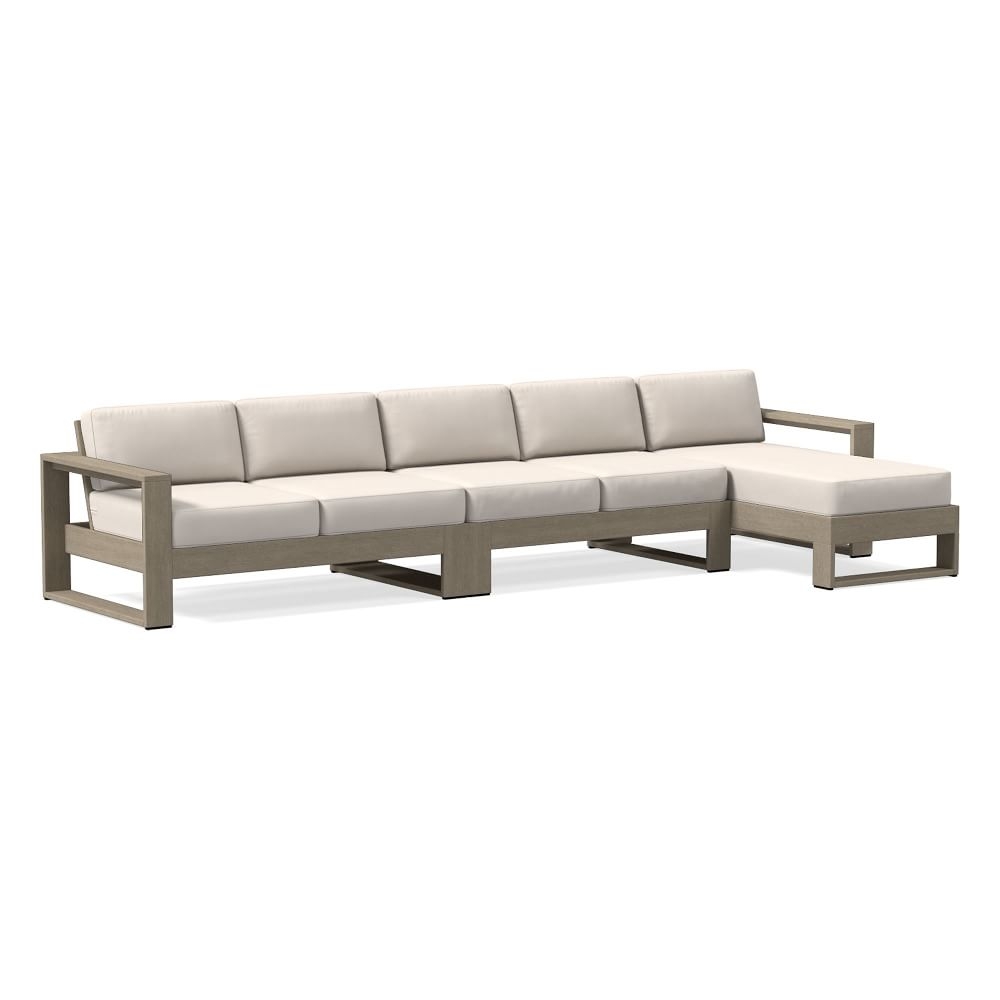 Portside Collection 3 Piece Long Chaise Sectional, Slipcover, Canvas Natural - Image 0