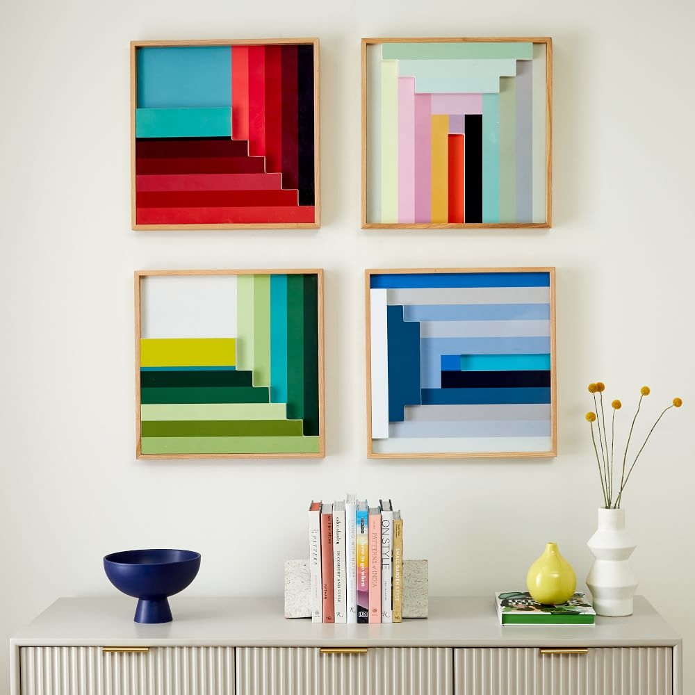 Margo Selby Colorblock Lacquer Square Wall Art, Set of 4 - Image 0