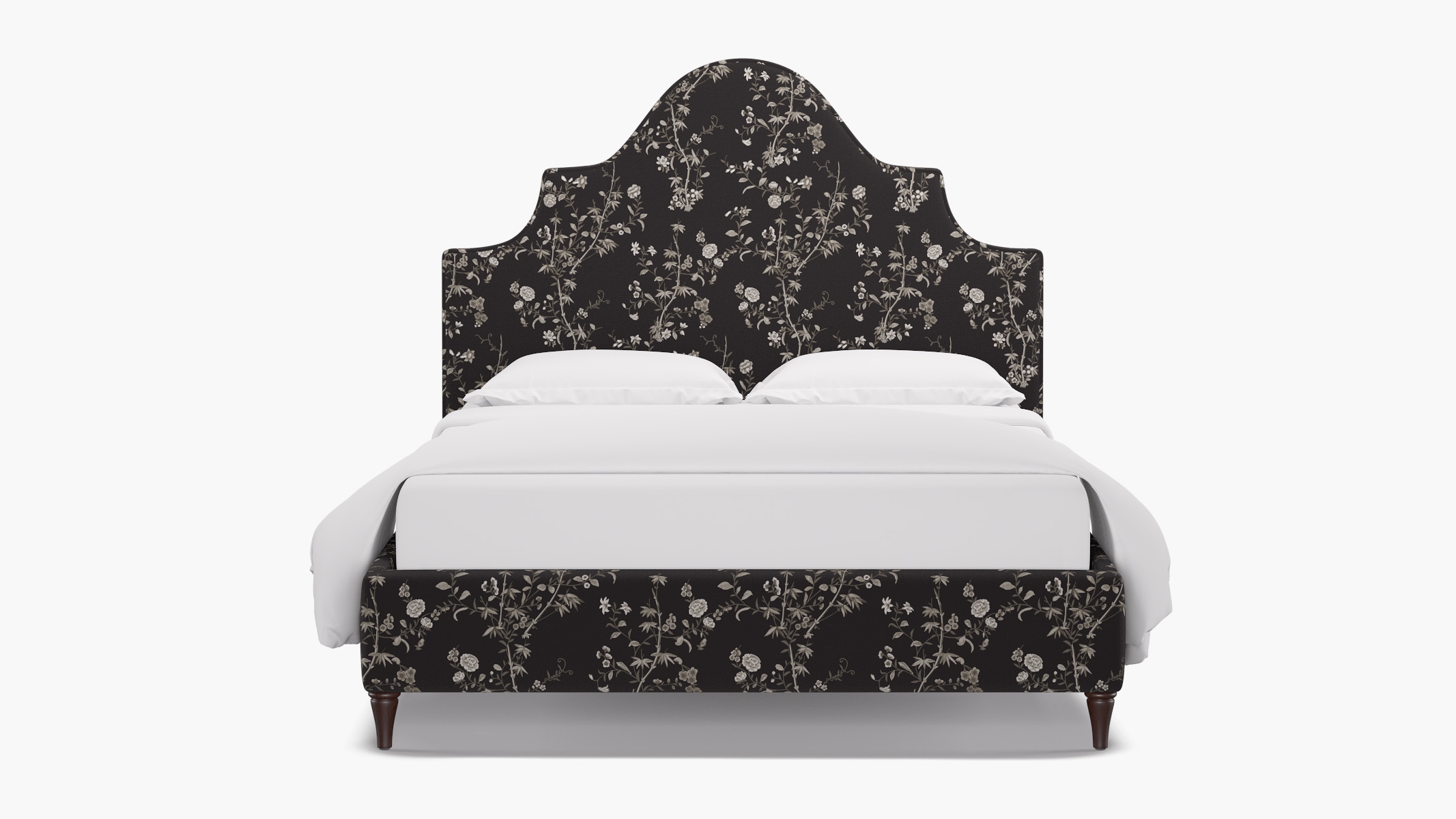 Statement Bed, Black Bamboo Garden, Espresso Decorative Tapered Leg, Twin - Image 0