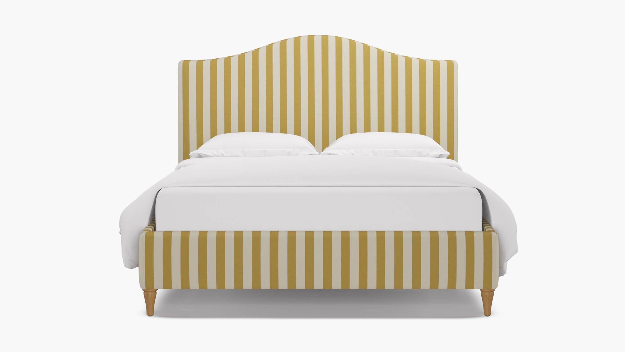 Camelback Bed, Citrine Cabana Stripe, Natural Decorative Tapered Leg, Twin - Image 0