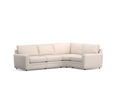 Pearce Square Arm Upholstered Right Arm 4-Piece Reclining Wedge Sectional, Down Blend Wrapped Cushions, Brushed Crossweave Light Gray - Image 1