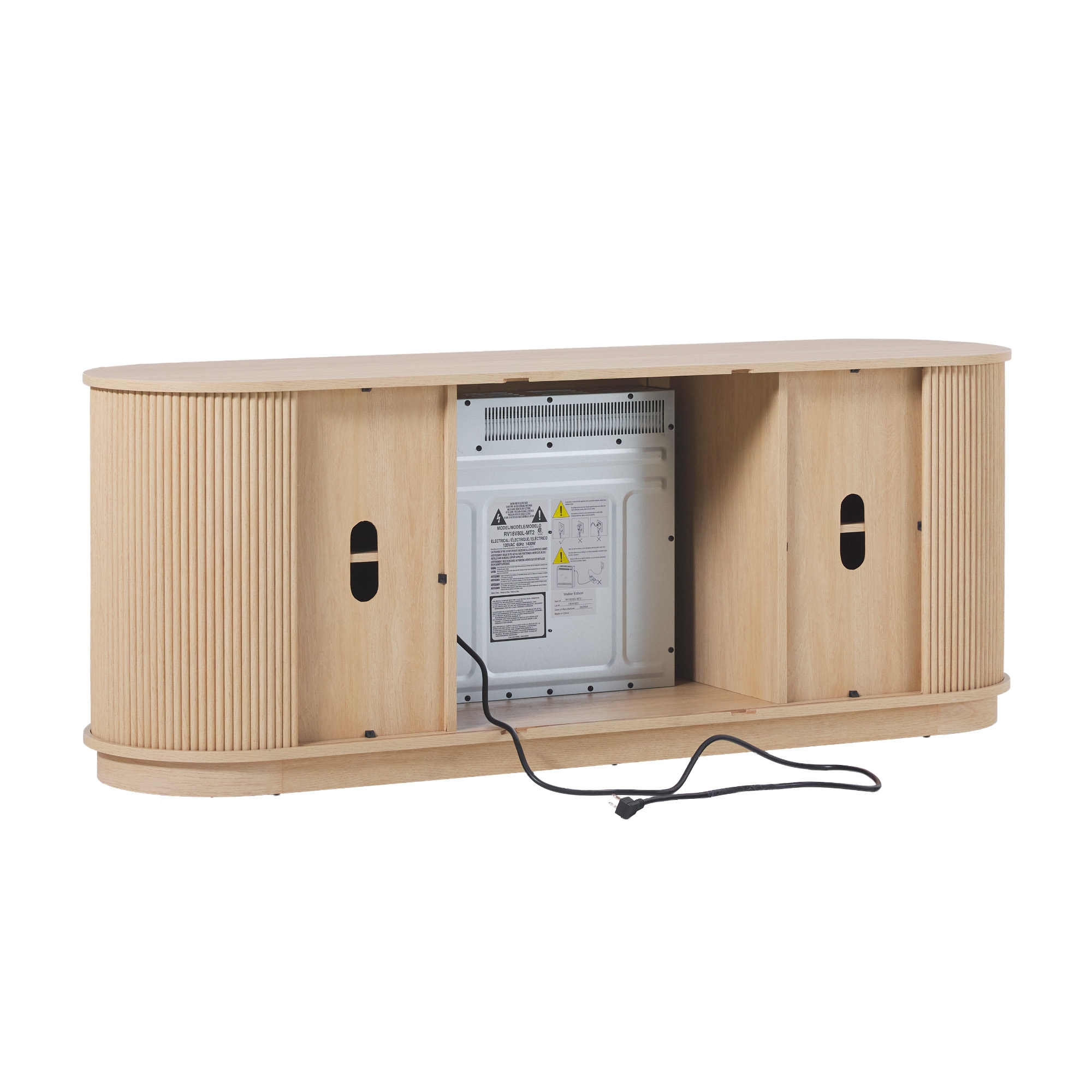 Modern Reeded 60” Fireplace TV Stand - Coastal Oak - Image 2