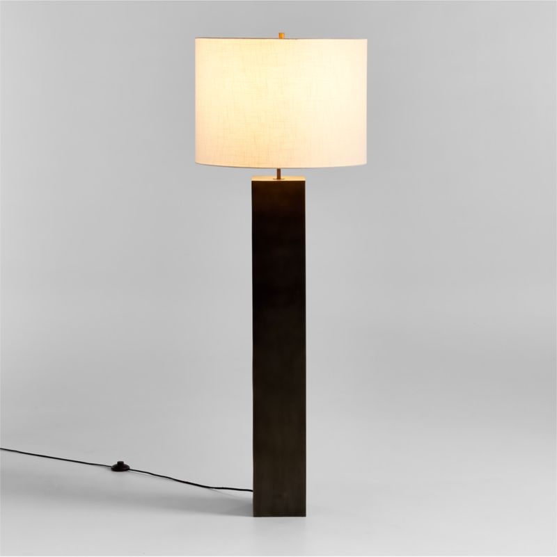 Folie Black Square Floor Lamp with Drum Shade - Image 1