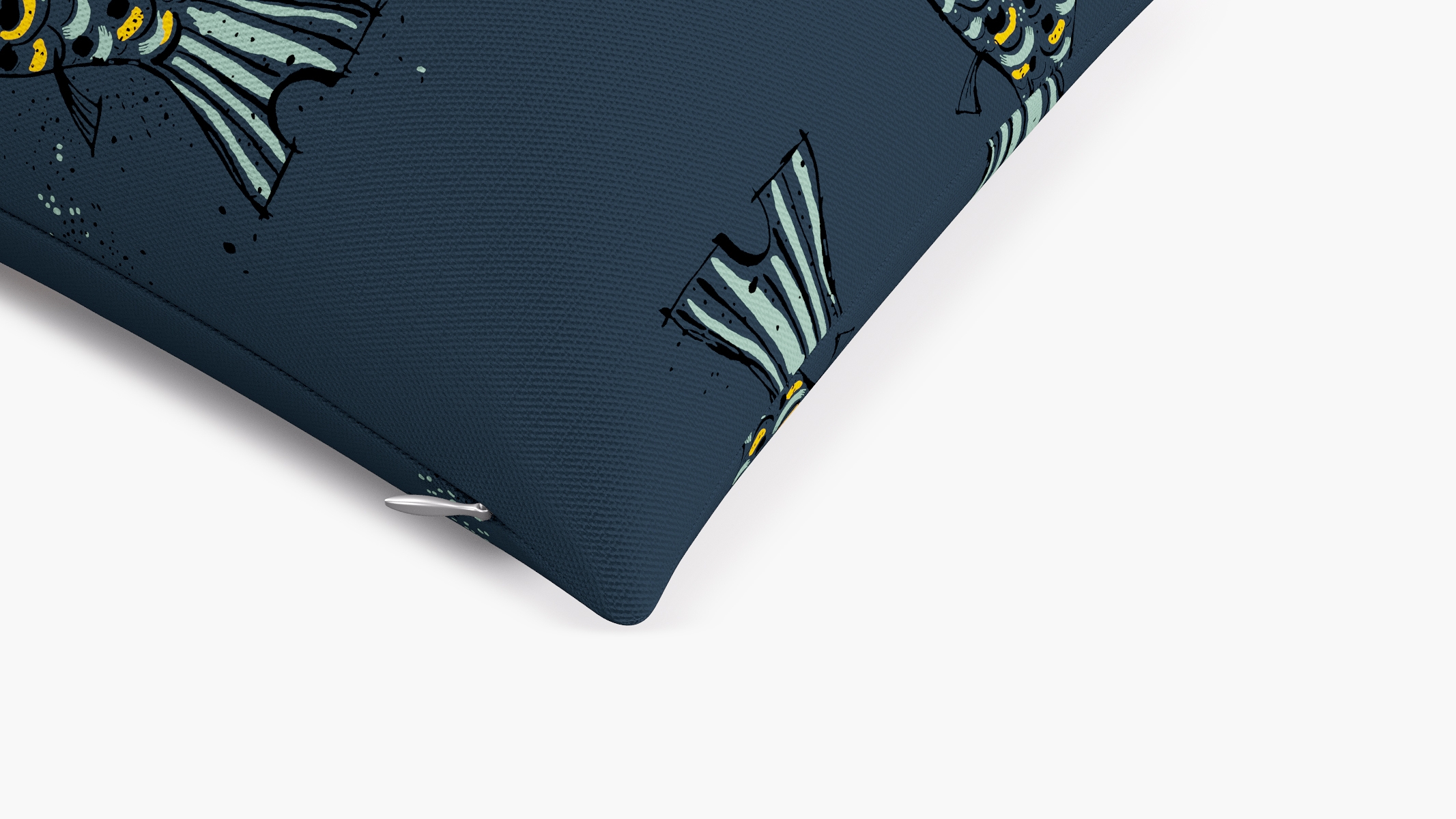 Throw Pillow 14" x 20", Indigo Sakana, 14" x 20" - Image 1