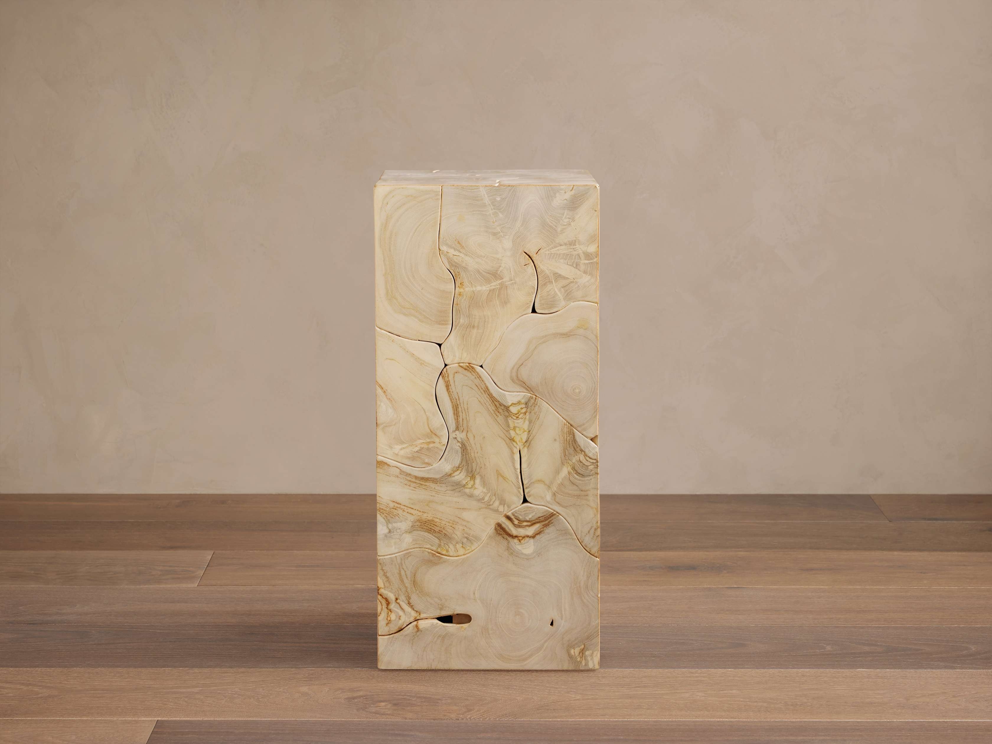 Kalmar Pedestal in Wood 27" Natural  Bleached Teak  - Image 0