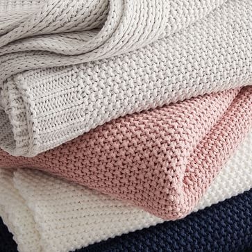 Cotton Knit Throw, Pink Stone, 50"x60" - Image 2