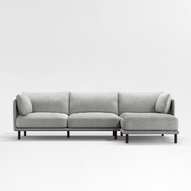 Wells 2-Piece Chaise Sectional Sofa with Dark Brown Leg Finish - Image 0