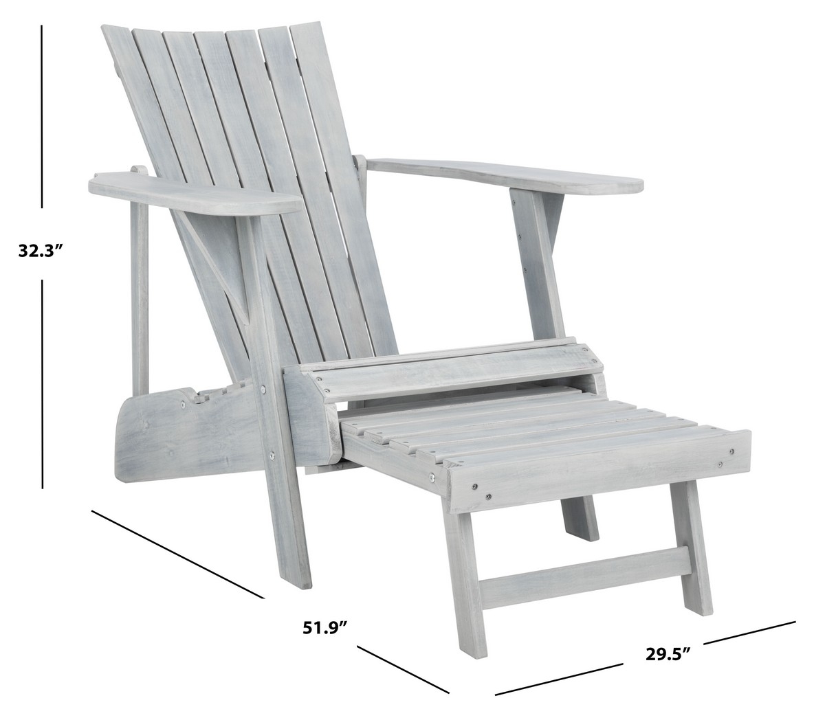 Merlin Adirondack Chair - Ash Grey - Safavieh - Image 9