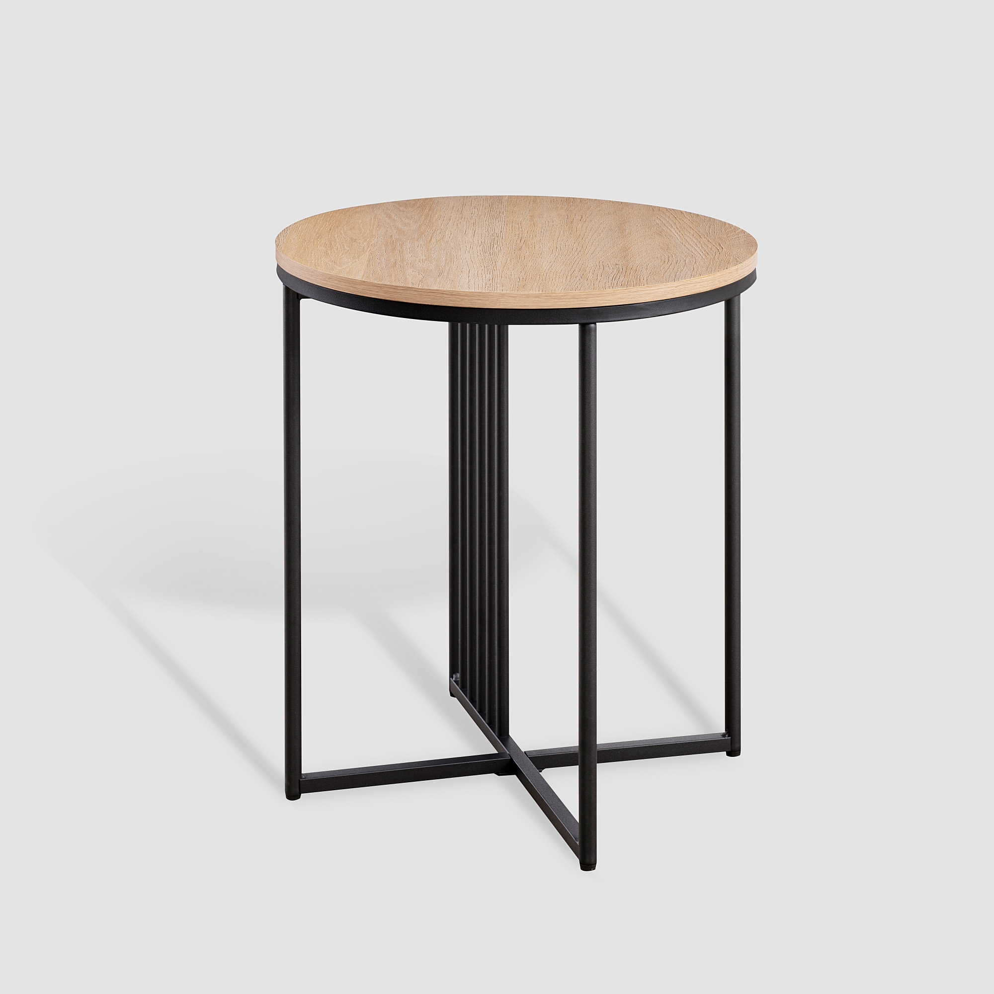 Minimalist Metal Slatted Side Table - Coastal Oak / Black - Image 2