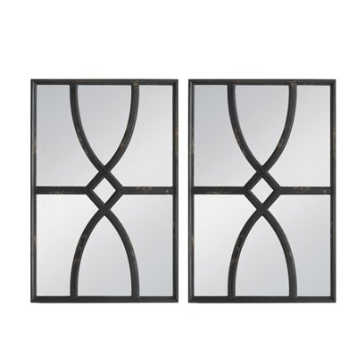 Rectangular Carved Wall Mirror - Set Of 2 - 16" X 23.5" - Antique Black - Image 0