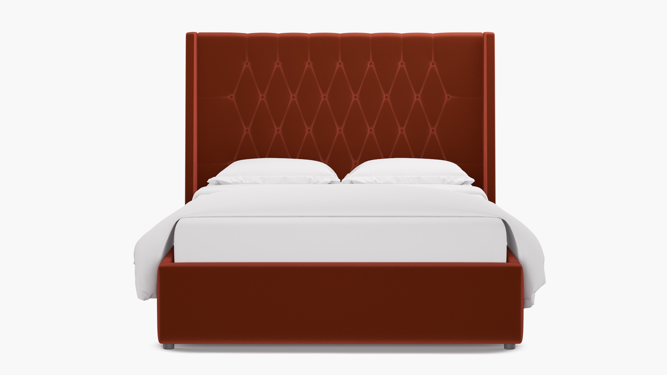 Tufted Wingback Bed, Rust Performance Velvet, Queen - Image 0