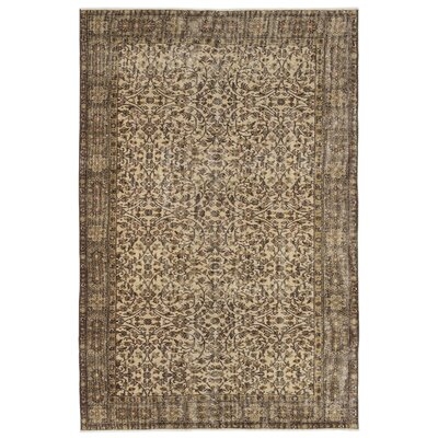 One-of-a-Kind Hand-Knotted 1960s Beige/Brown 5'5" x 8'5" Area Rug - Image 0