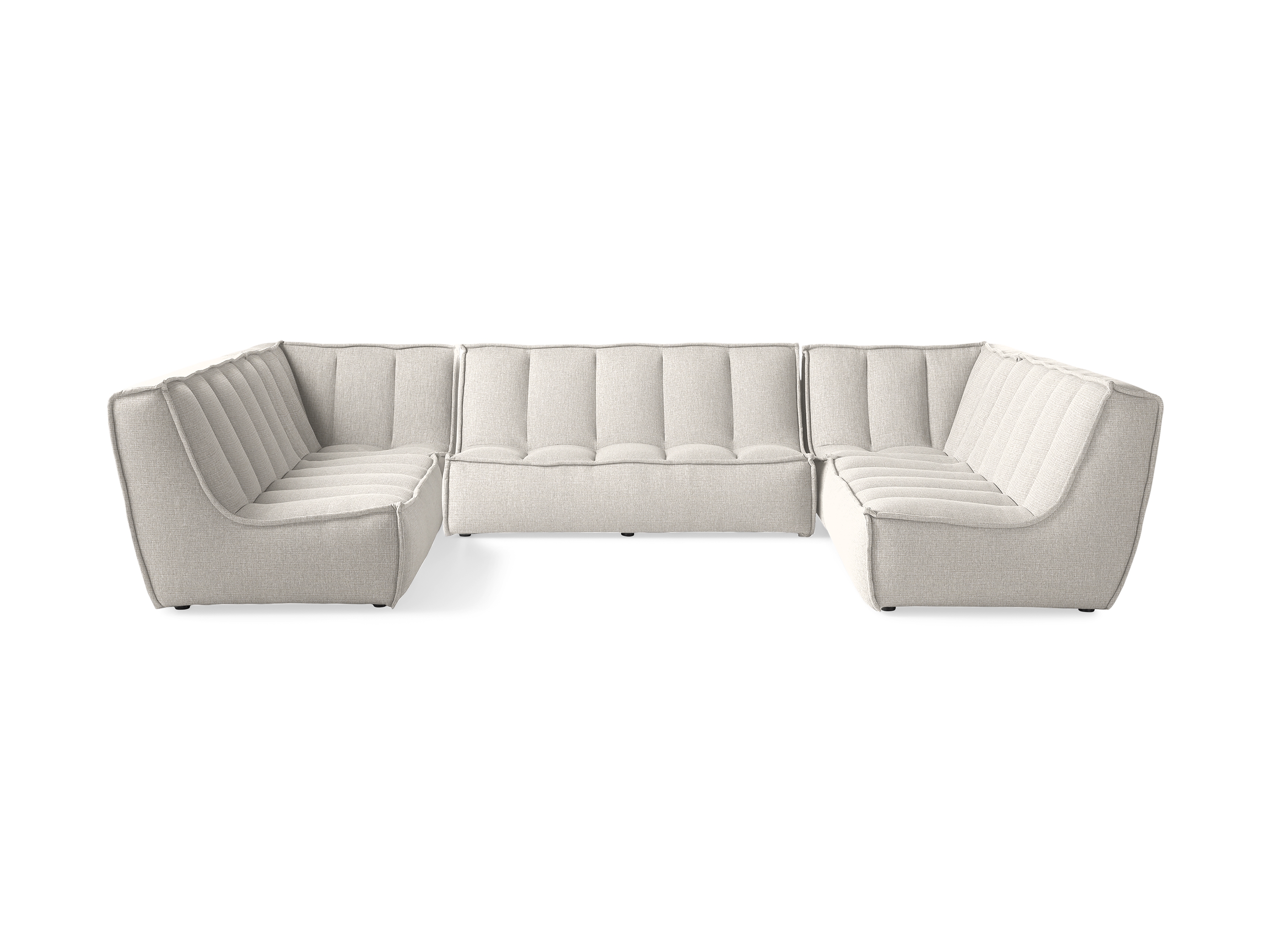 Porto Outdoor Five-Piece Sectional in All Weather Wicker Natural  Savile Twine/138" - Image 0