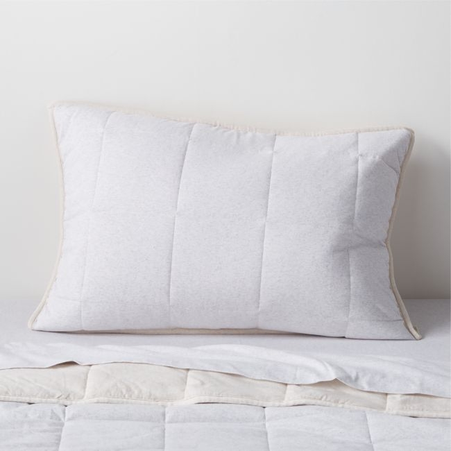 Comfy Tee Light Grey & Beige Cotton Jersey Kids Pillow Sham - Image 0