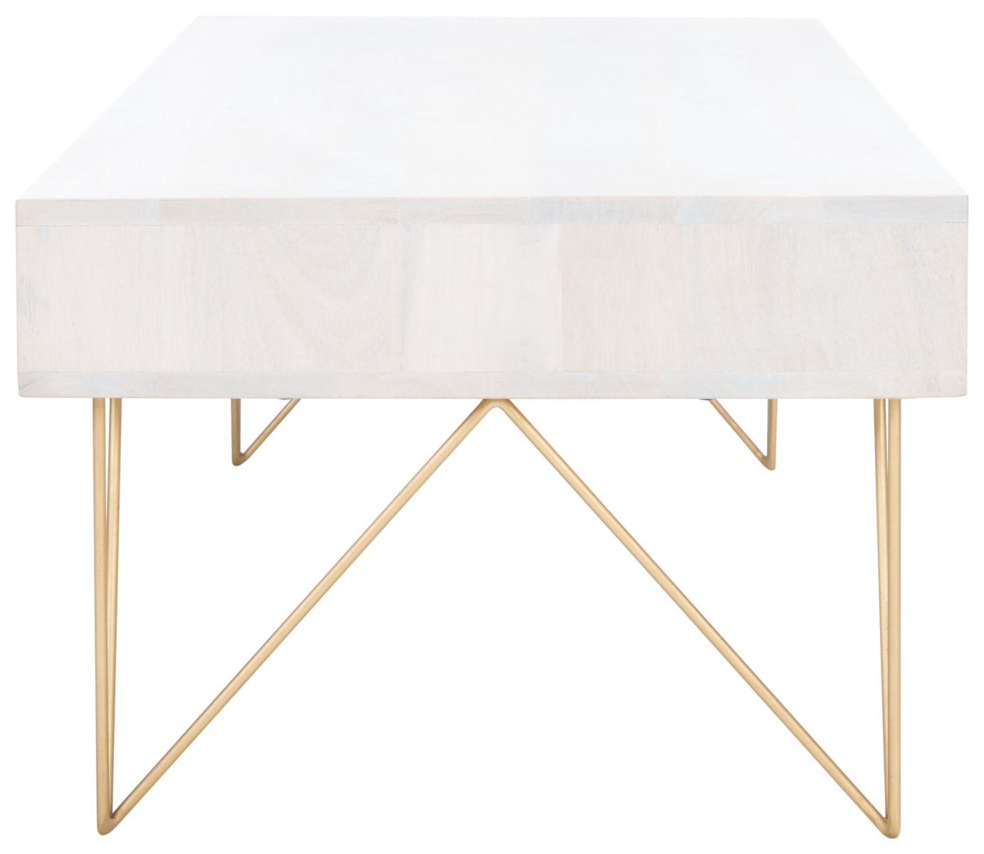 Marigold Coffee Table - White Washed / Brass - Safavieh - Image 6