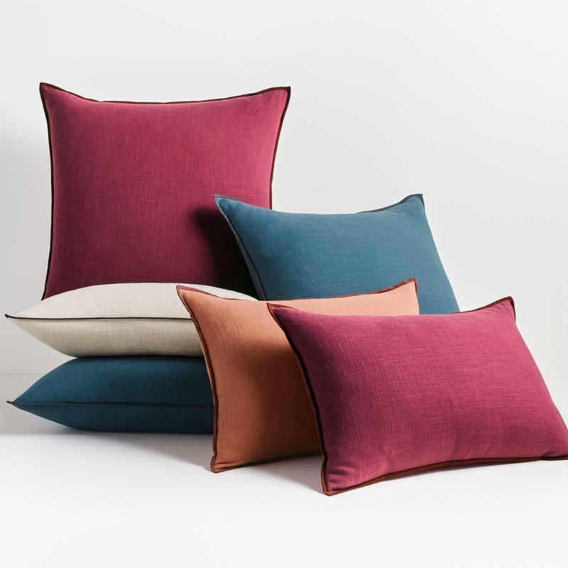 Organic Moonbeam 23" Merrow Stitch Cotton Pillow with Feather Insert. - Image 7