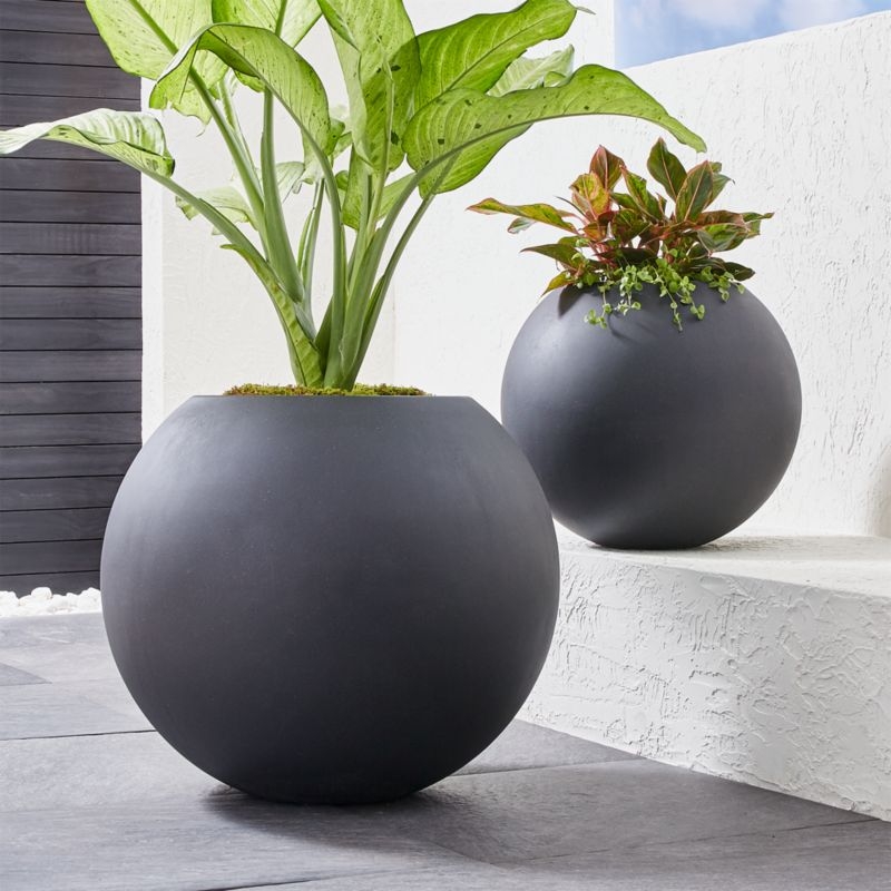 Sphere Large Dark Grey Indoor/Outdoor Planter - Image 6