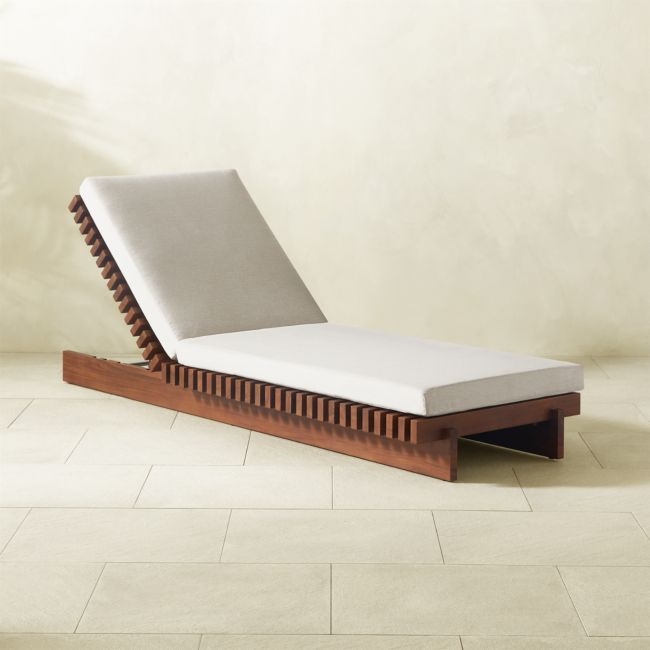Taiko Stained Teak Outdoor Sun Lounger with Sunbrella® Cushions - Image 0