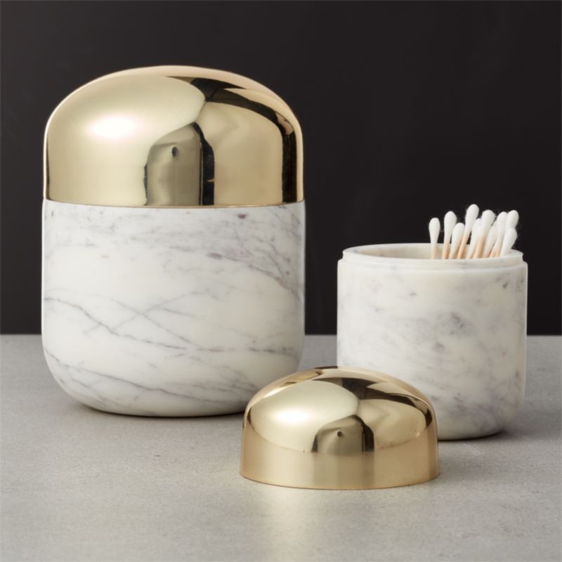 Capsule Small Marble Canister with Gold Lid - Image 1