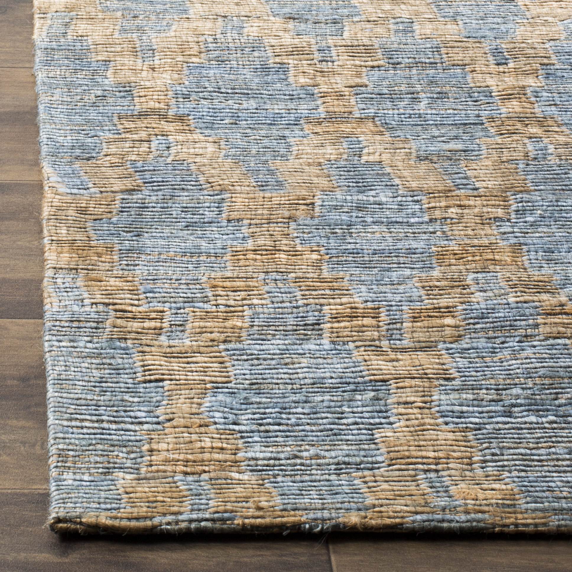 Arlo Home Hand Woven Area Rug, CAP413A, Light Blue/Gold,  6' X 6' Square - Image 1