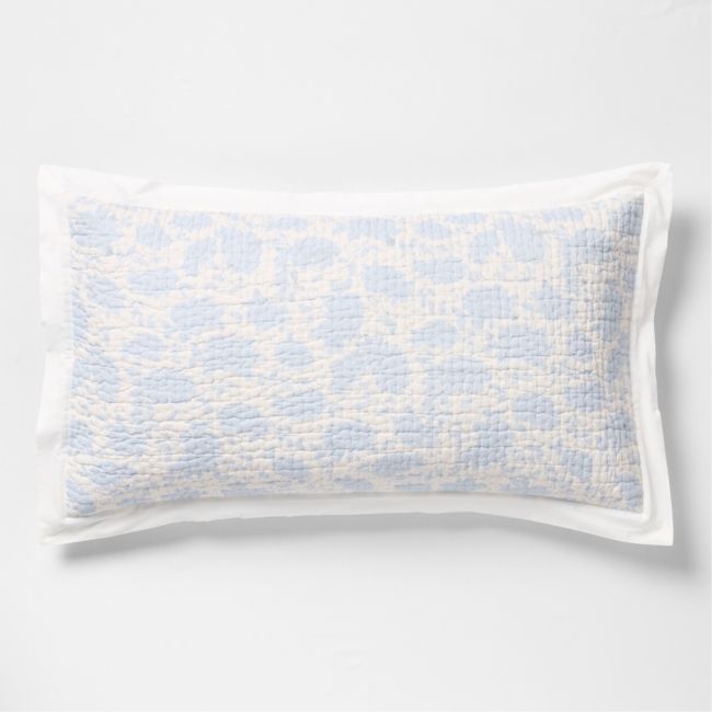 Celeste Cotton Light Blue Floral King Bed Pillow Sham - Image 0