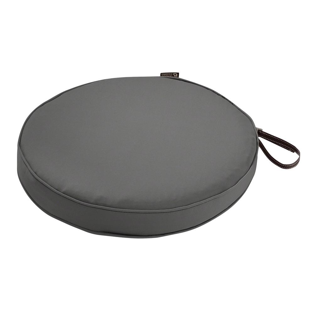 Classic Accessories Montlake Fade Safe Light Charcoal 15 in. Round Outdoor Seat Cushion - Image 0
