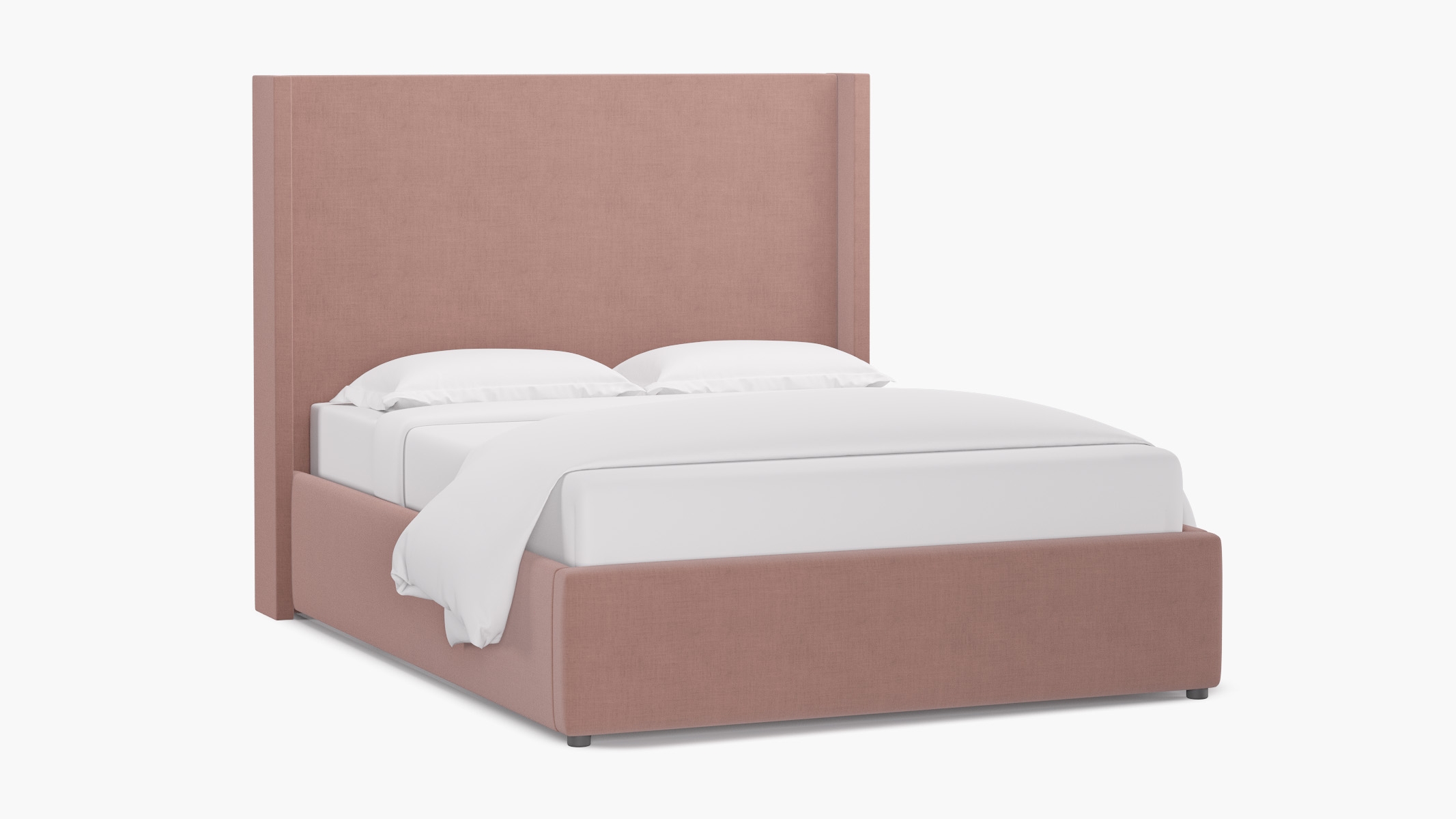 Modern Wingback Bed, Blush Everyday Linen, Twin - Image 1