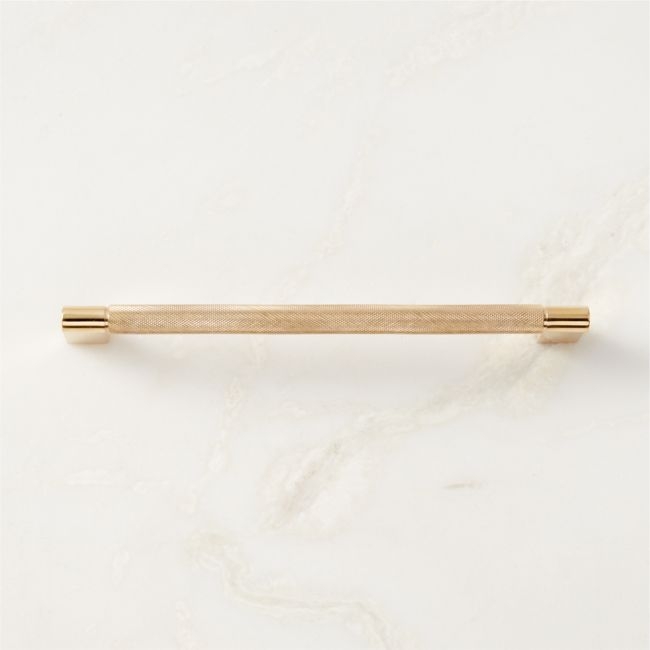 Nicolo Knurled Unlacquered Brass Cabinet Handle 8" - Image 0