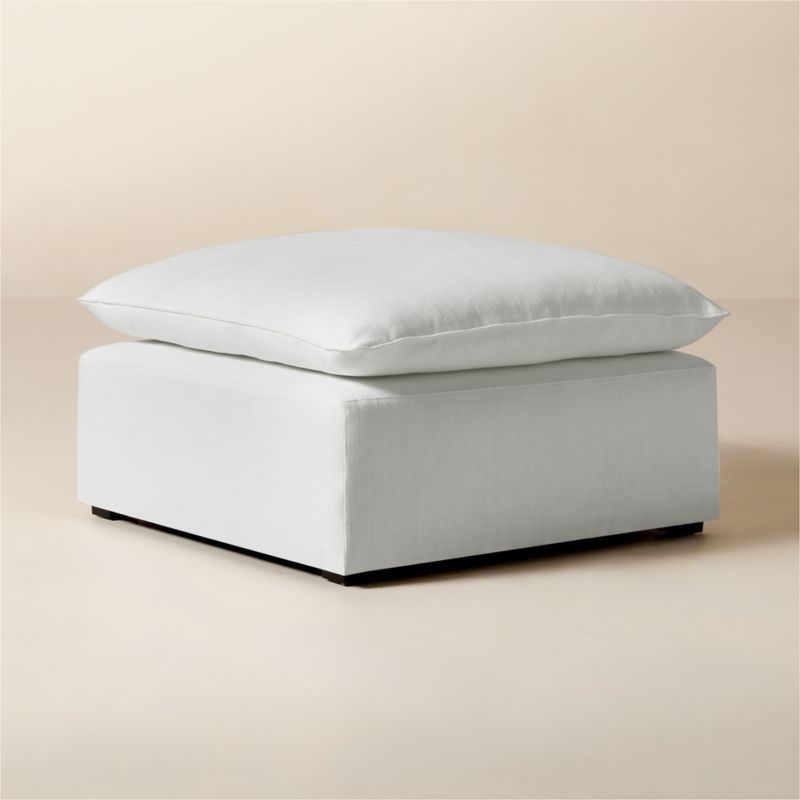 Lumis Snow White Performance Fabric Standard Depth Ottoman - Image 1