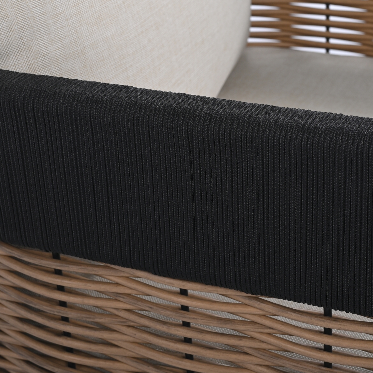 Harrison Indoor-Outdoor Swivel Chair - Black/Taupe - Image 4