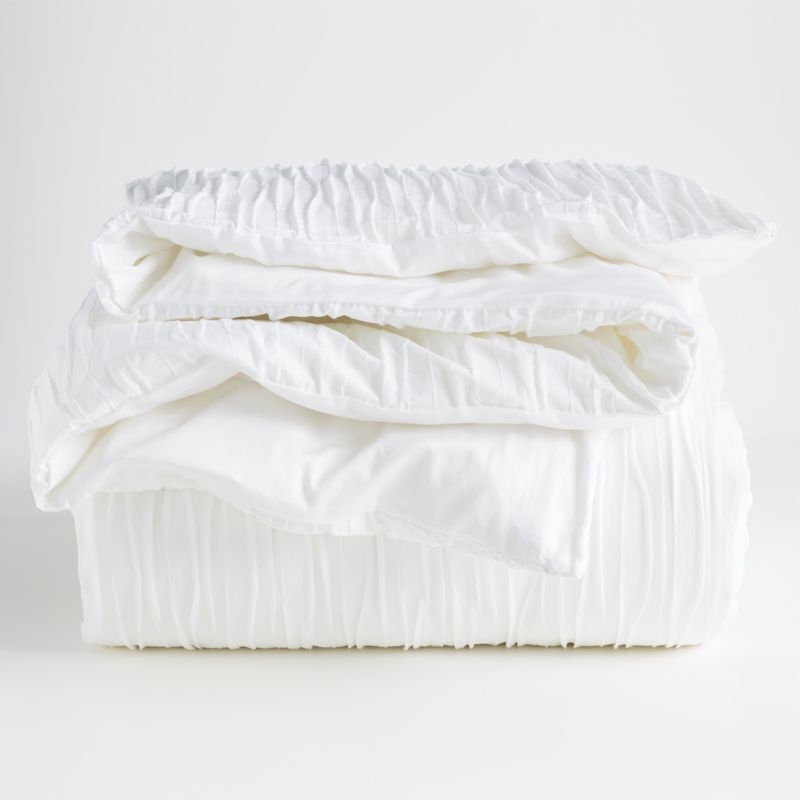 Belamy Full/Queen White Pleated Duvet Cover - Image 6