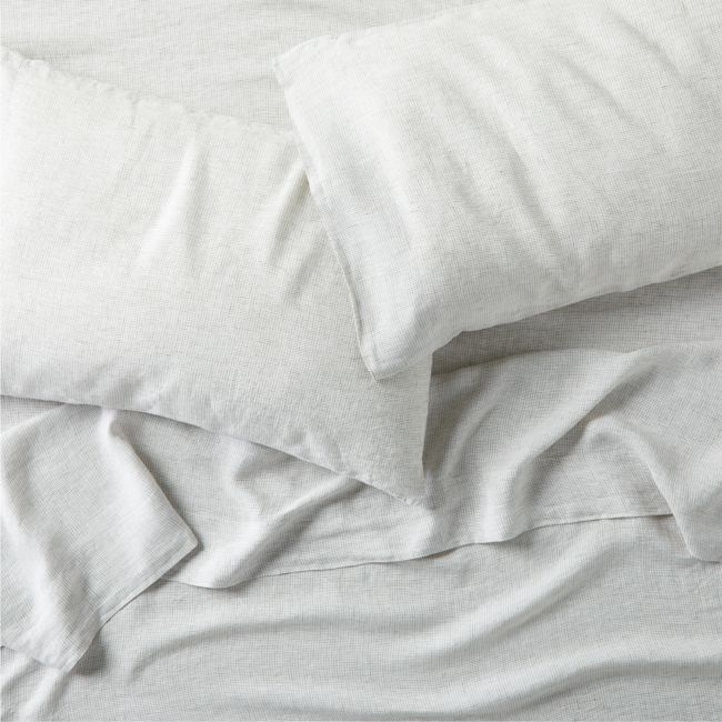 New Natural Hemp Garden Green Grid Full Bed Sheet Set - Image 0