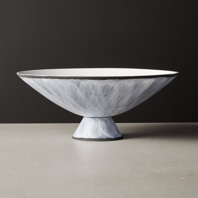 Overlap White Glazed Footed Serving Bowl - Image 0