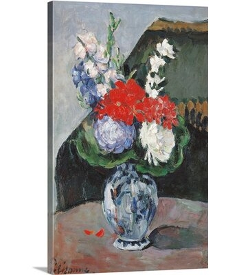 'Flowers in a Small Delft Vase, ca. 1873. Musee d'Orsay, Paris, France' by Paul Cezanne Painting Print - Image 0