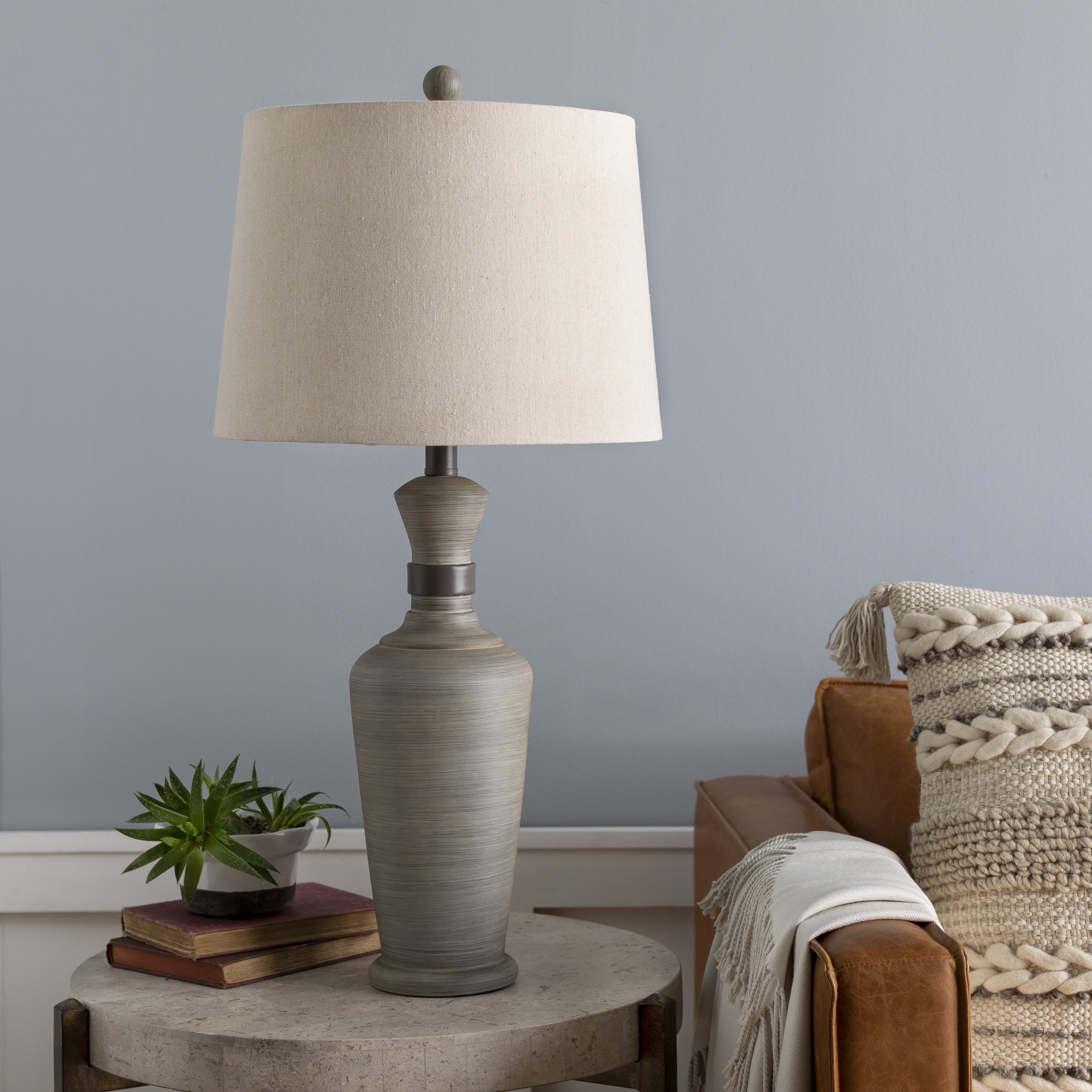 Livabliss Caleb Gray Hand Finished 29"H x 14"W x 14"D Accent Table Lamp - Image 1