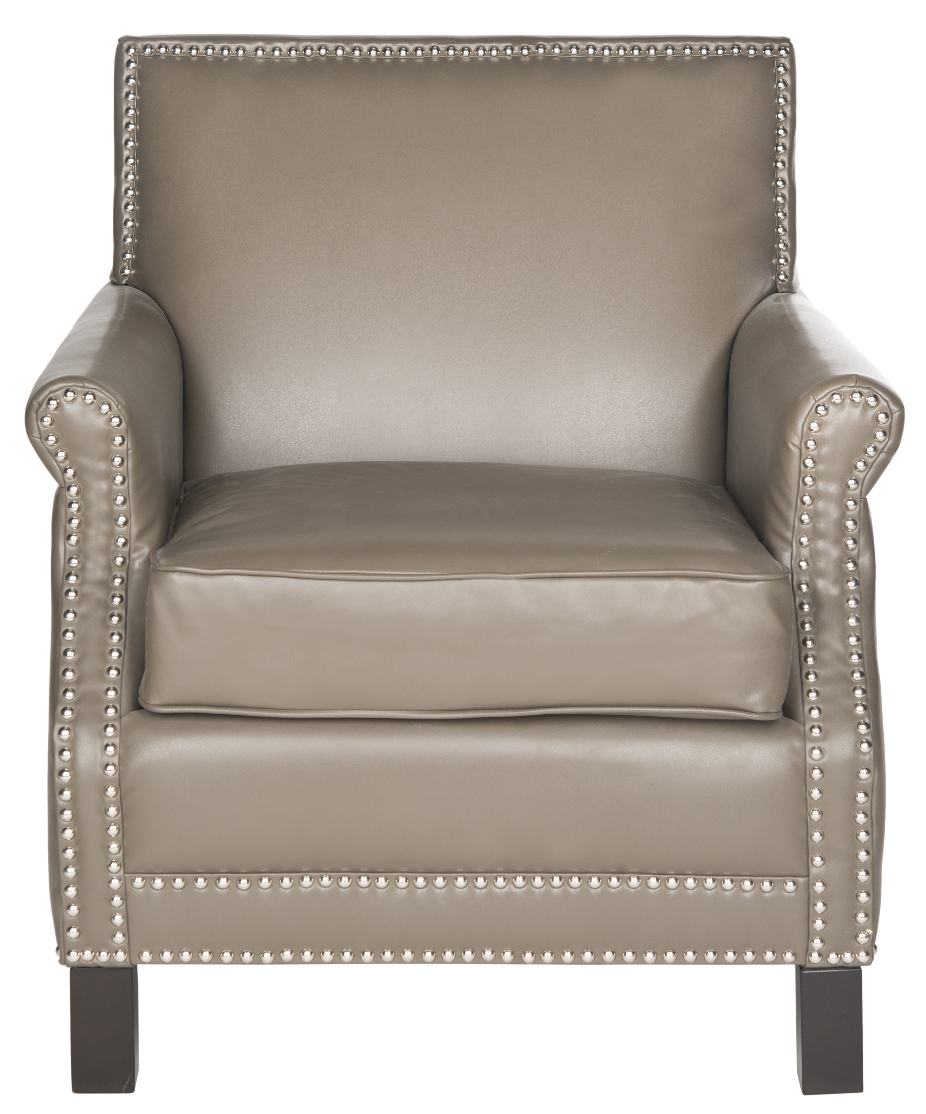 Easton Club Chair - Silver Nail Heads - Clay/Espresso - Safavieh - Image 0