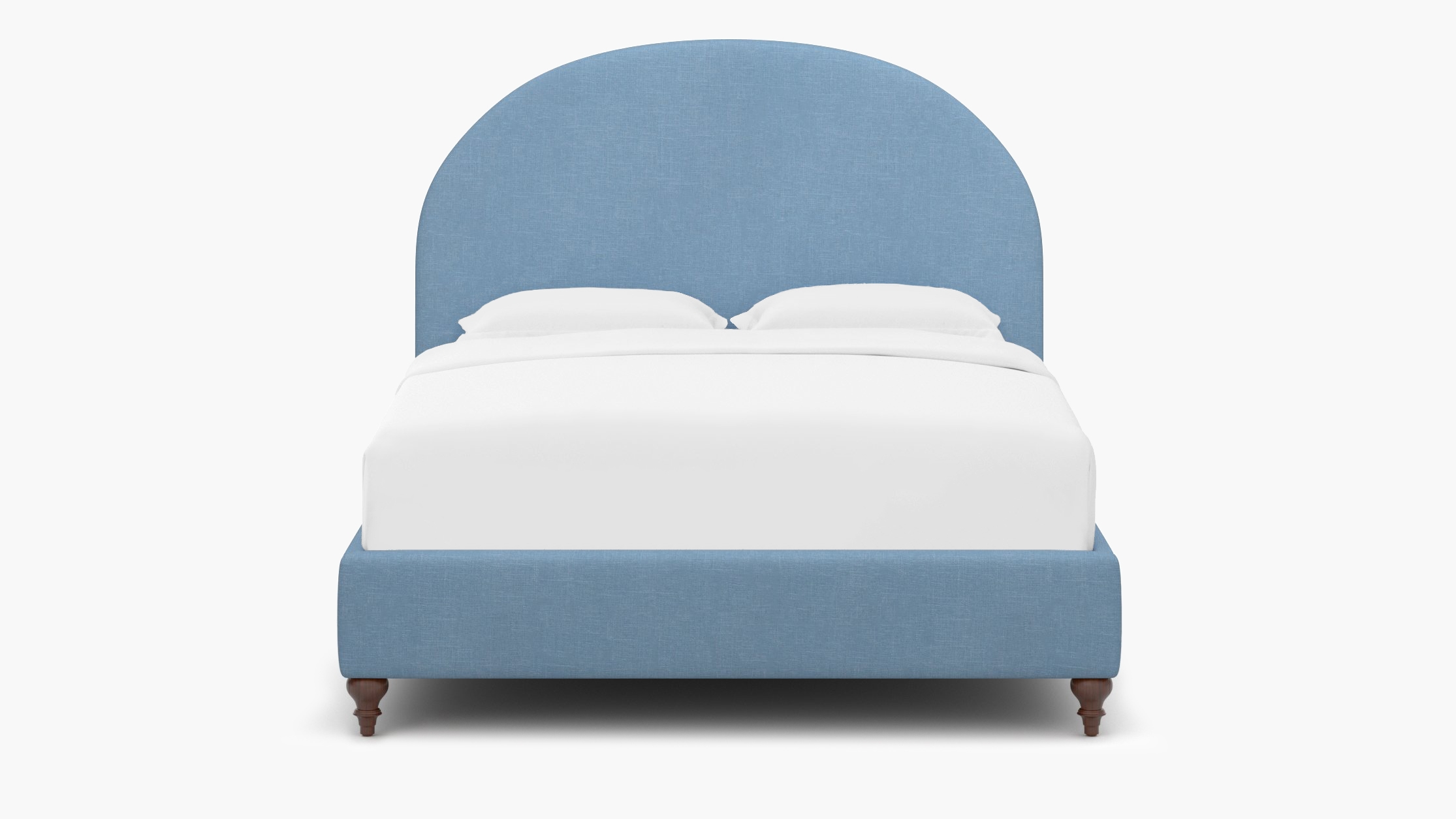 Demilune Bed, French Blue Everyday Linen, Walnut Traditional Turned Leg, King - Image 0