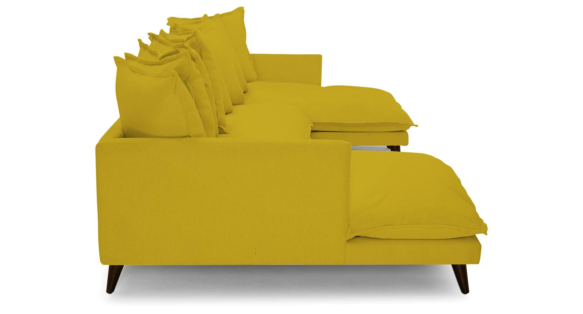 Yellow Denna Mid Century Modern U-Chaise Sectional - Bloke Goldenrod - Mocha - Image 2