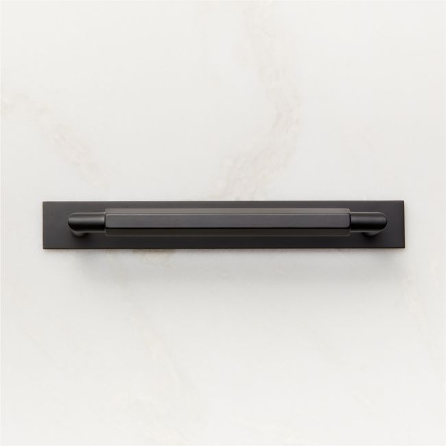 Lavau Black Cabinet Handle with Backplate 6" - Image 0