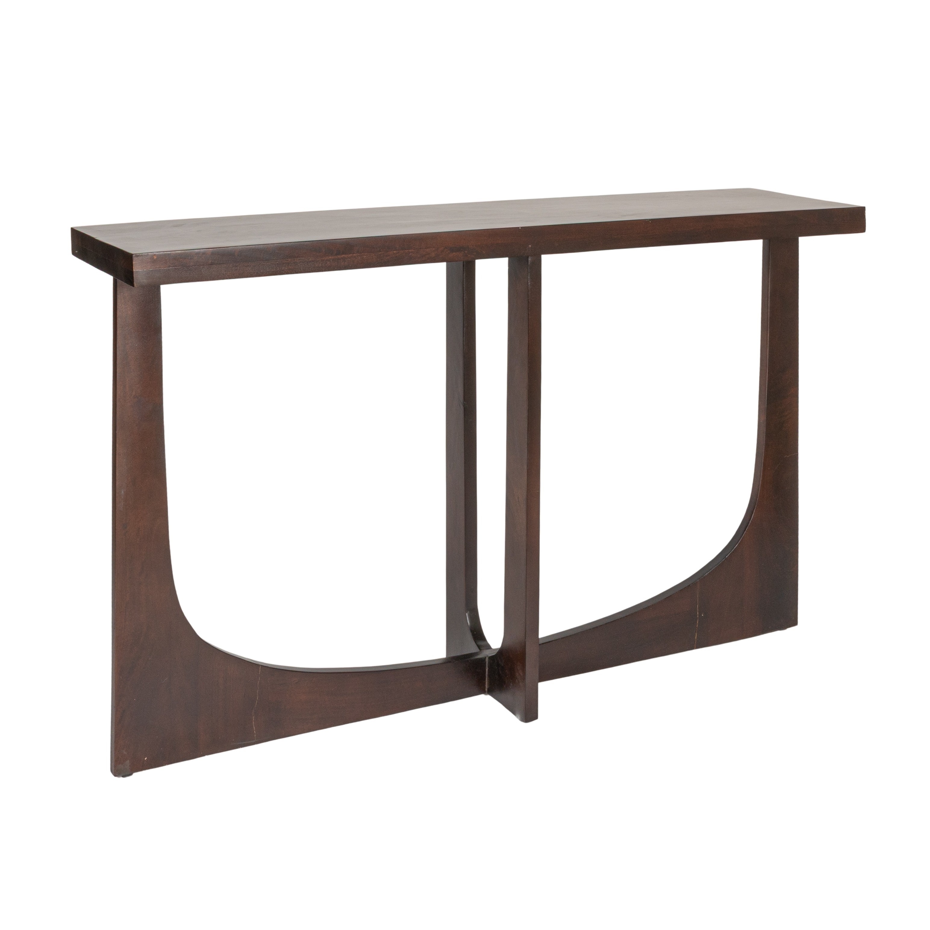 Rectangular Mango Wood Console Table with Cross Trestle Base in Walnut - Image 0