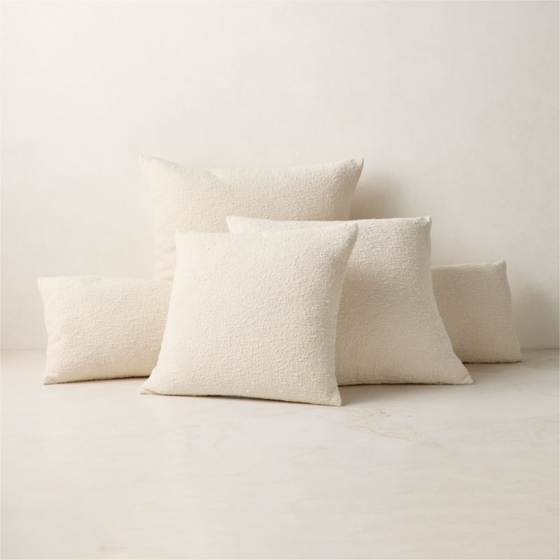 Ivory Boucle Throw Pillow with Feather-Down Insert 20"x20" - Image 1