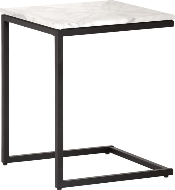 Smart Black C Table with White Marble Top - Image 2