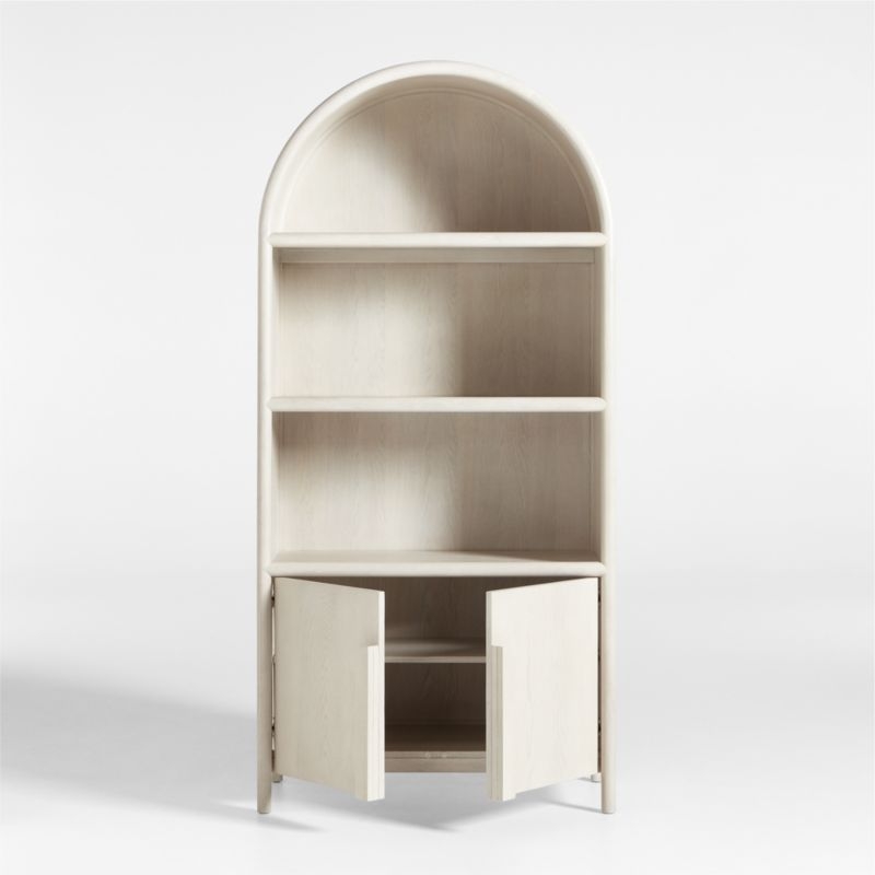 Annie Whitewashed Wood Storage Bookcase with Shelves by Leanne Ford - Image 5