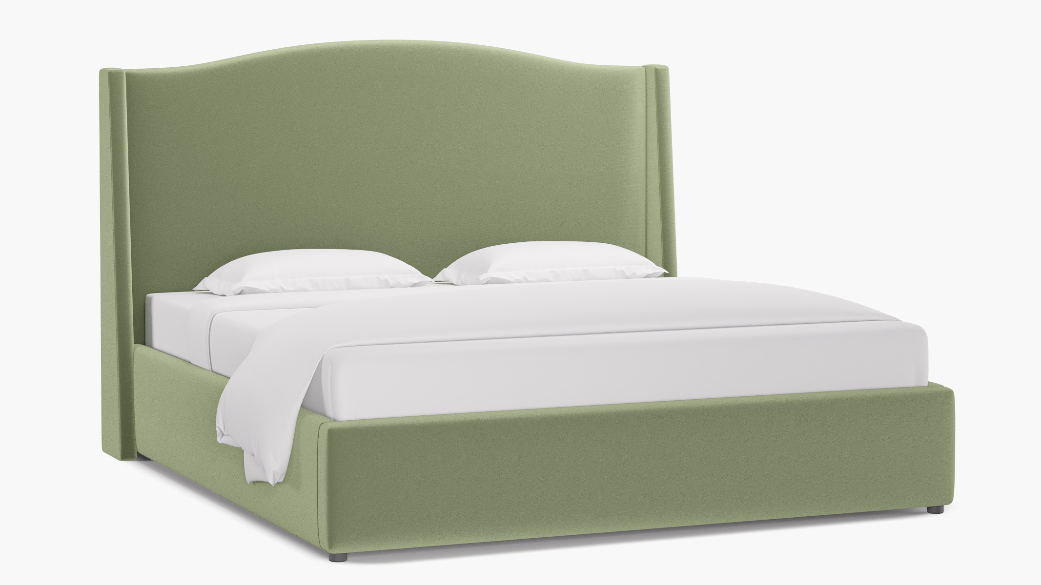 Curved Wingback Bed, Celadon Performance Plush Velvet, King - Image 1