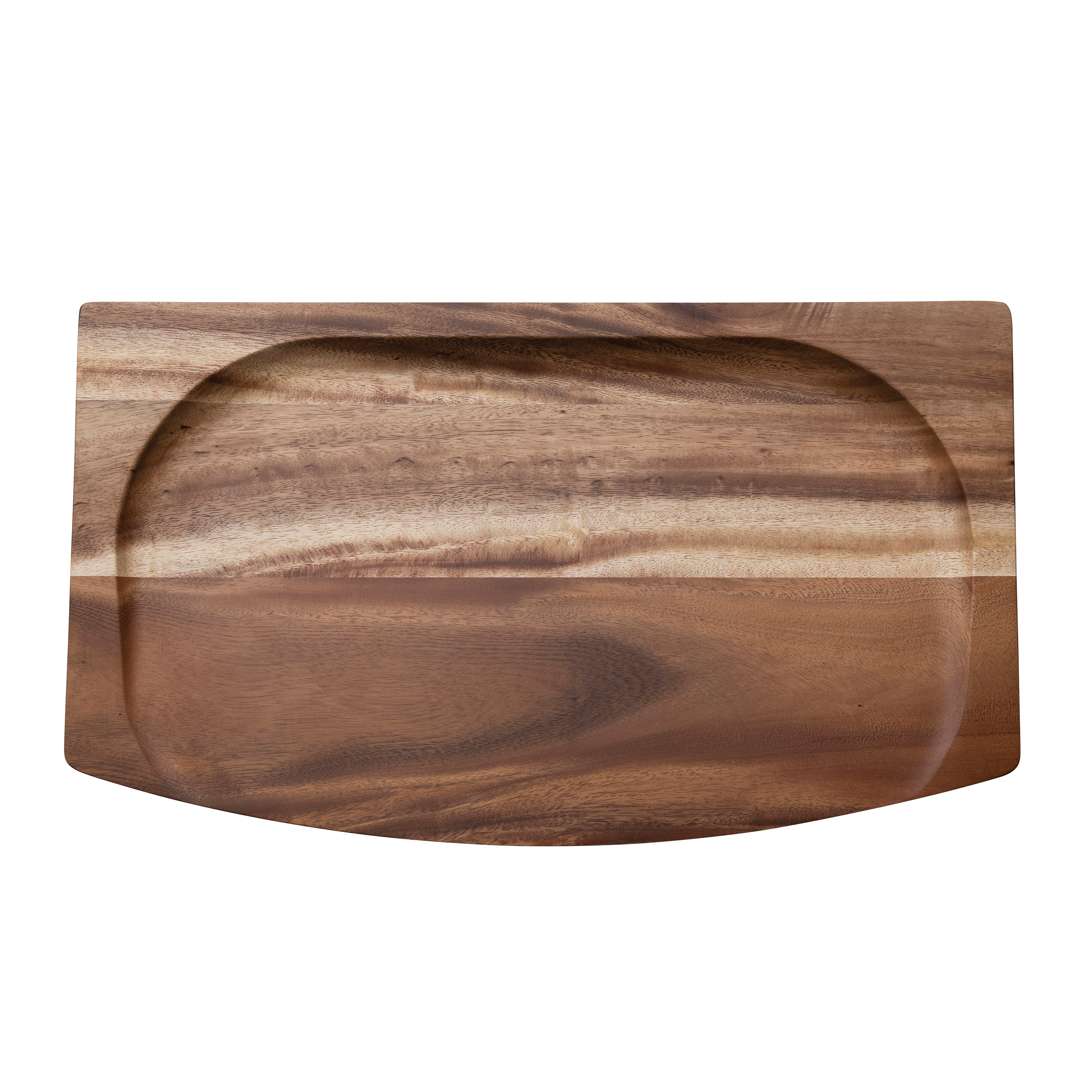 Footed Wood Serving Tray with Raised Edge, Natural - Image 0
