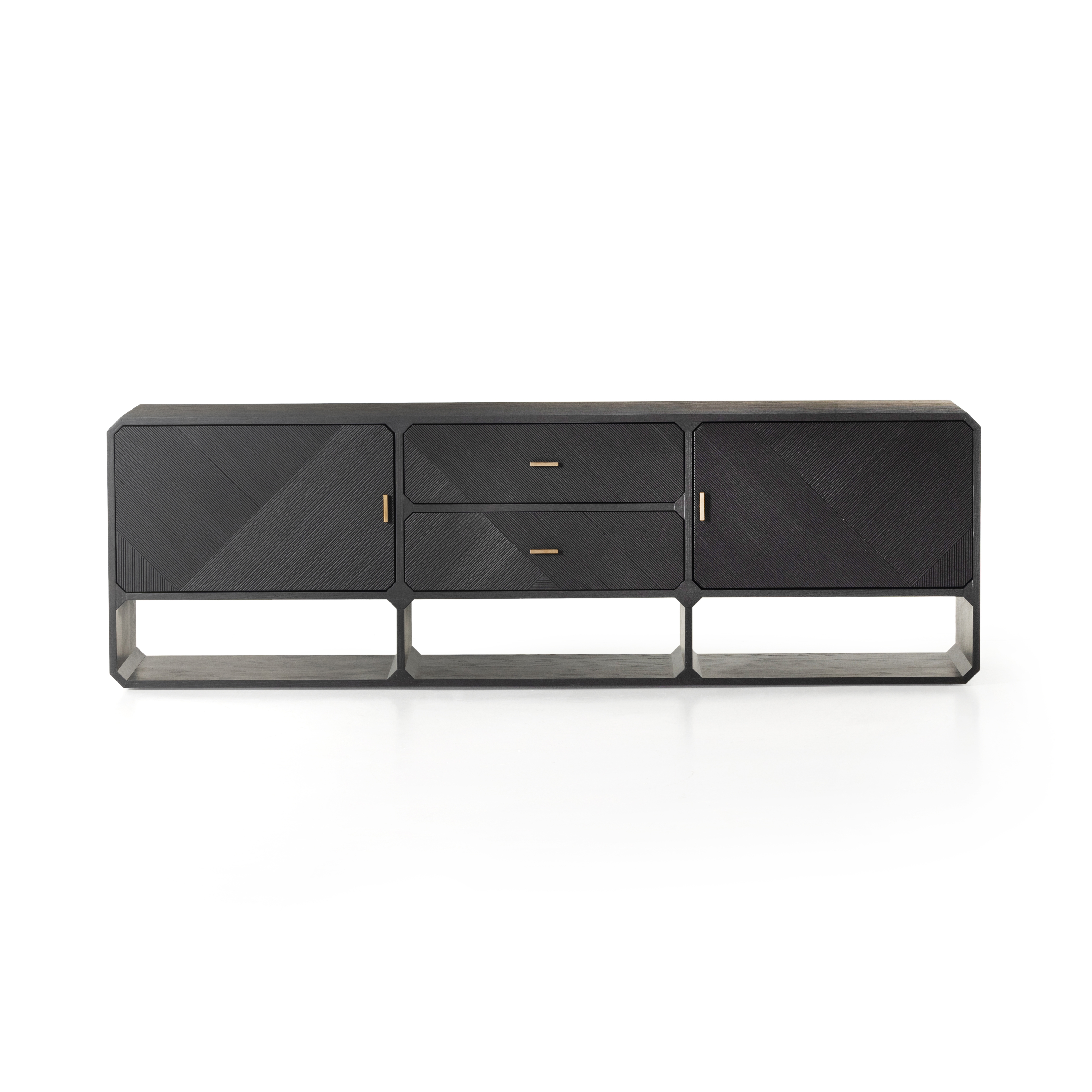 Caspian Media Console-Black Ash - Image 0