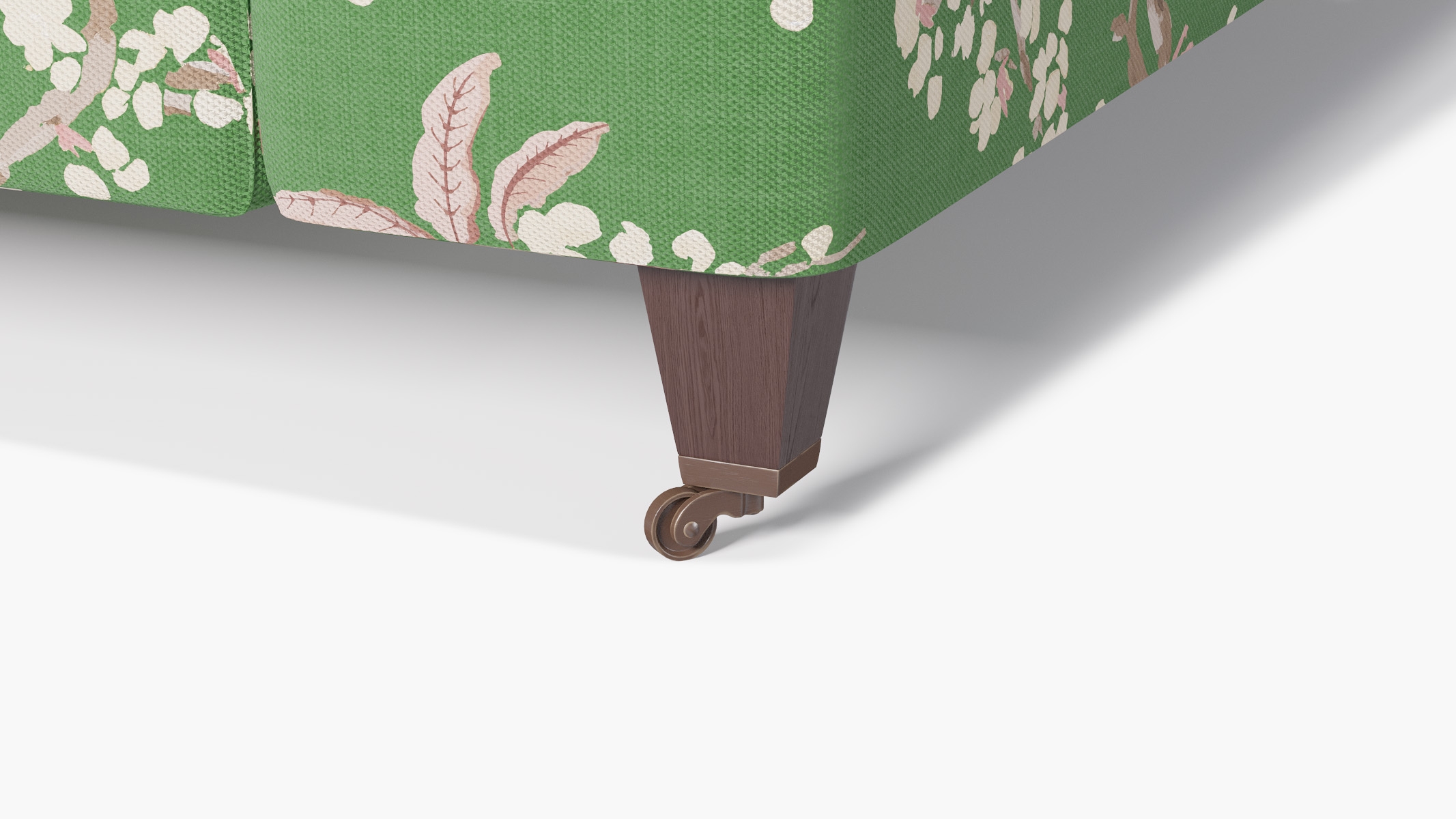 Classic Sofa, Jade Cherry Blossom, Espresso with Antique Brass Caster - Image 1