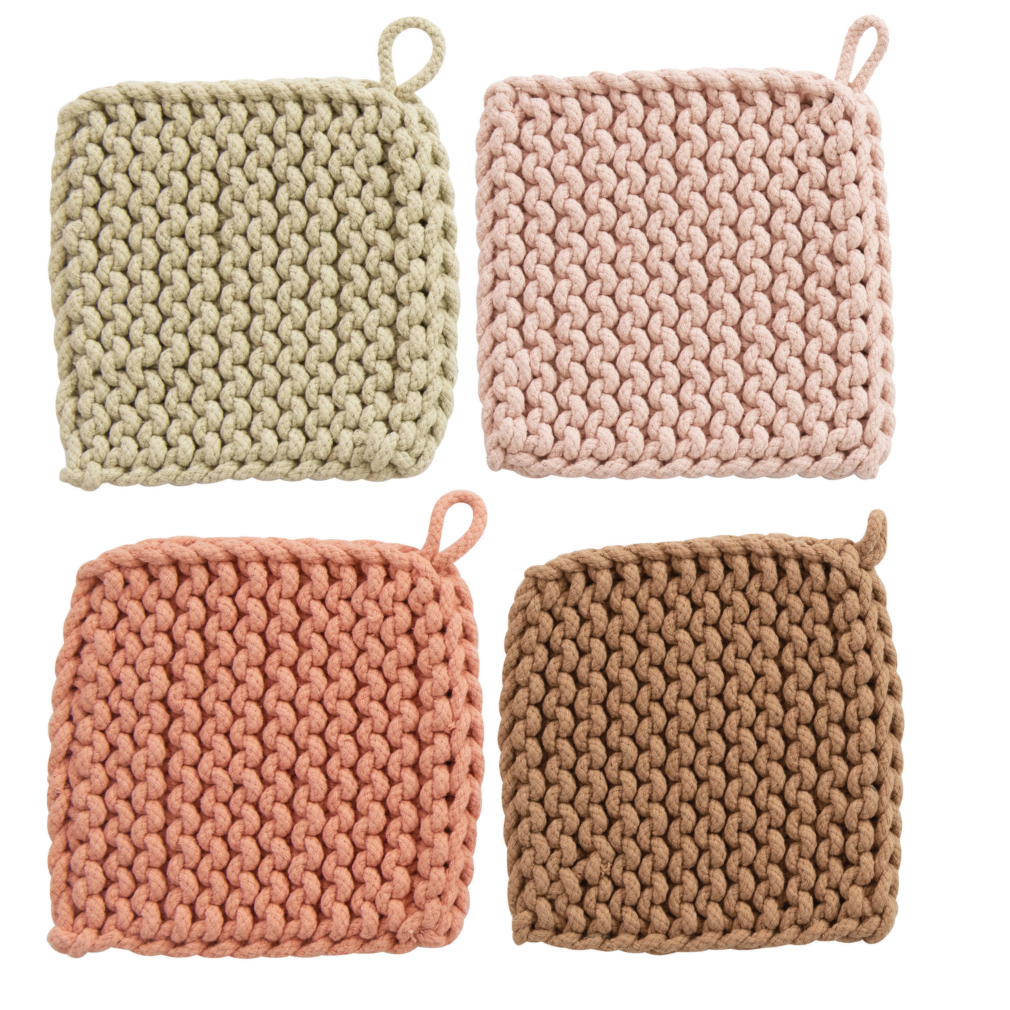 Square Cotton Crocheted Potholder, 4 Colors - Image 0
