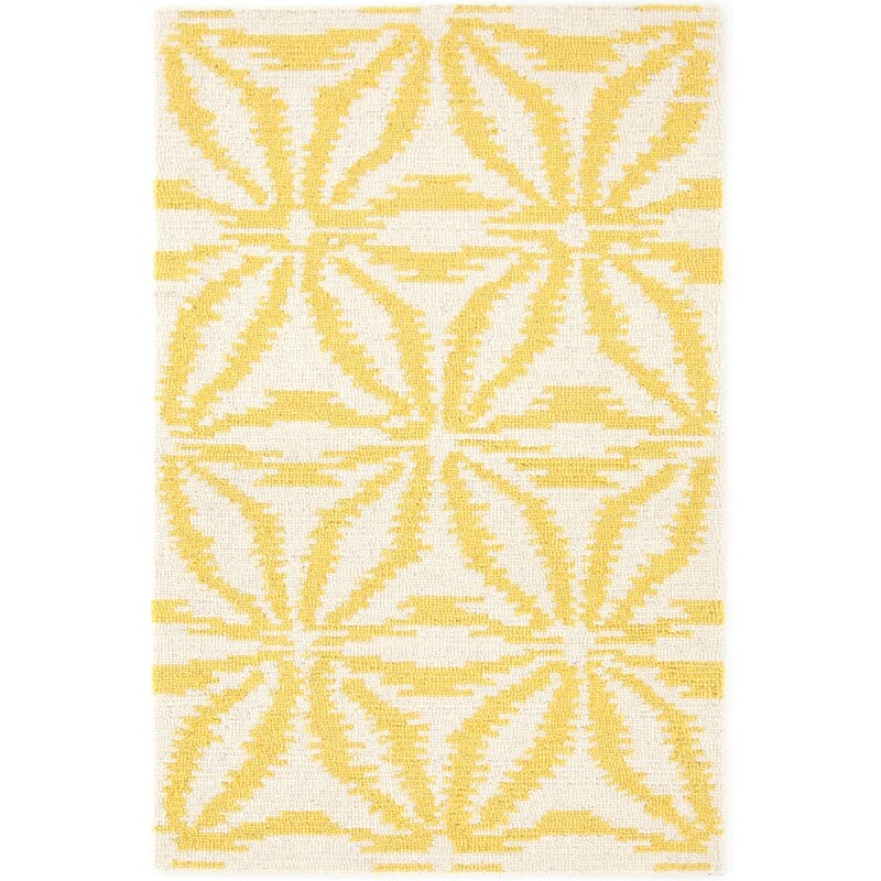 Dash and Albert Rugs Aster Ikat Hand-Hooked Wool Gold/White Area Rug - Image 0