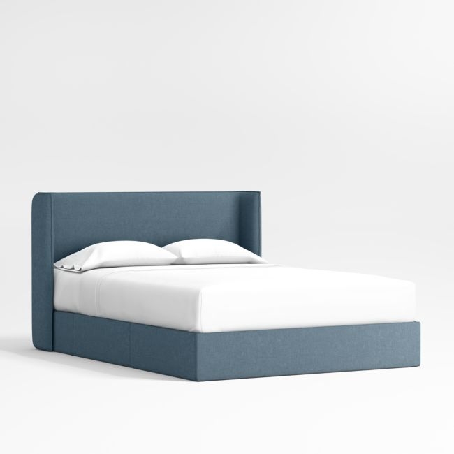 Noa Shelter Denim Blue Upholstered Kids Full Storage Bed - Image 0